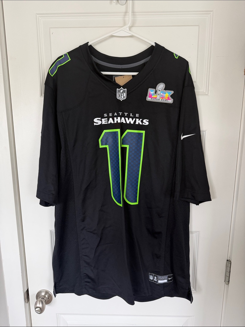 NWT NFL Seattle Seahawks Super Bowl Black Jersey - Neon Green and White Accents